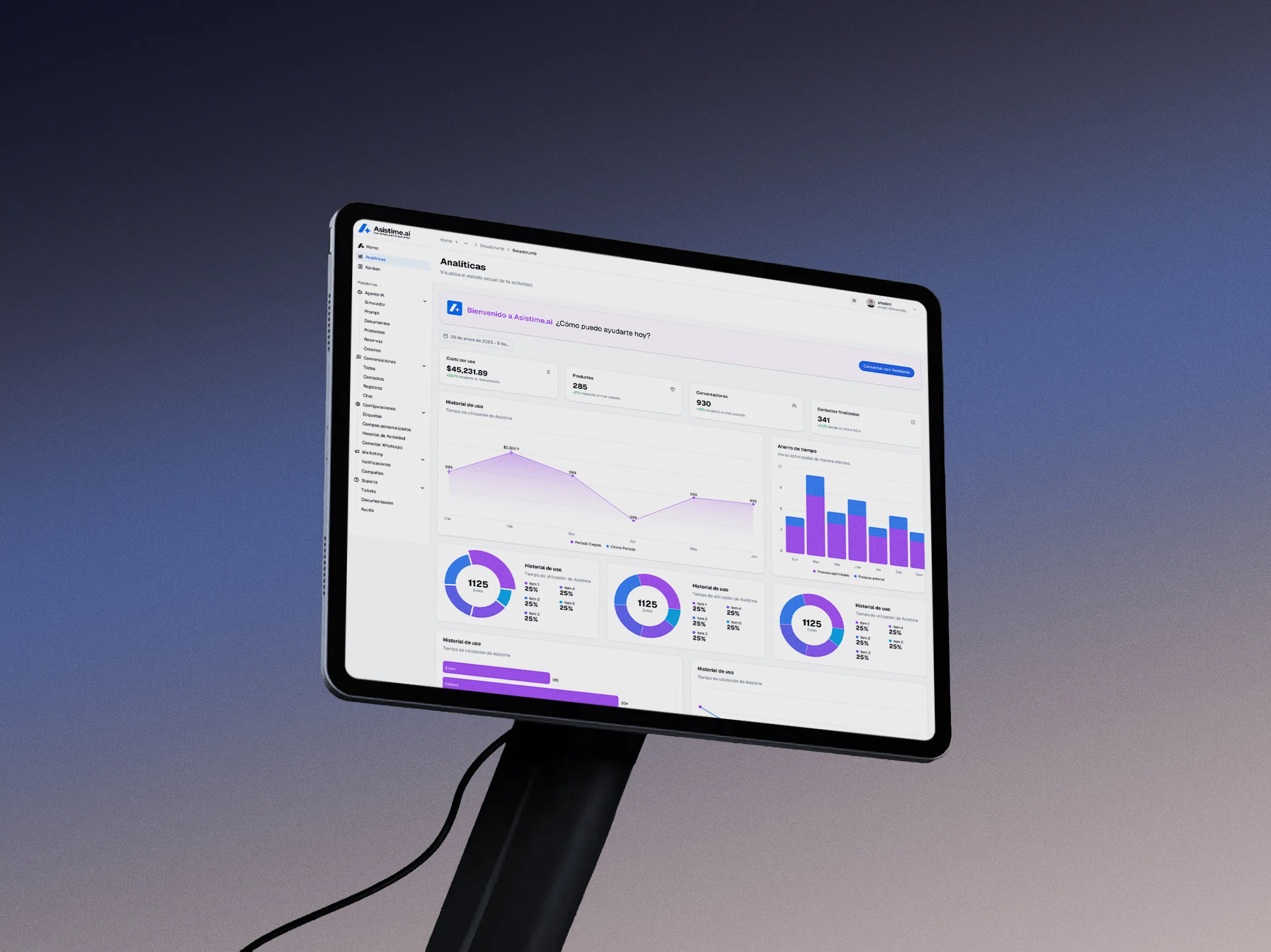 Asistime product shown on a laptop