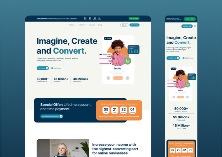 Imagine, Create and Convert landing page