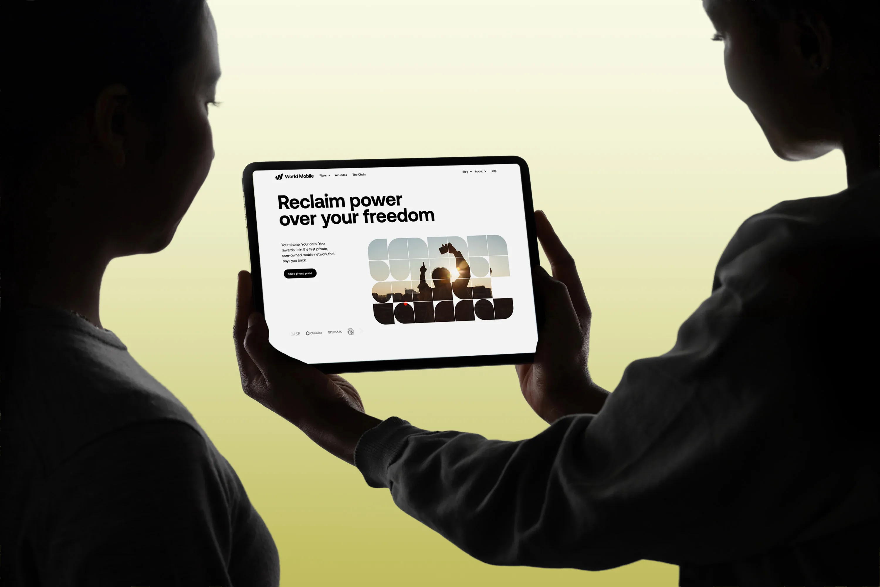 World Mobile product shown on a tablet
